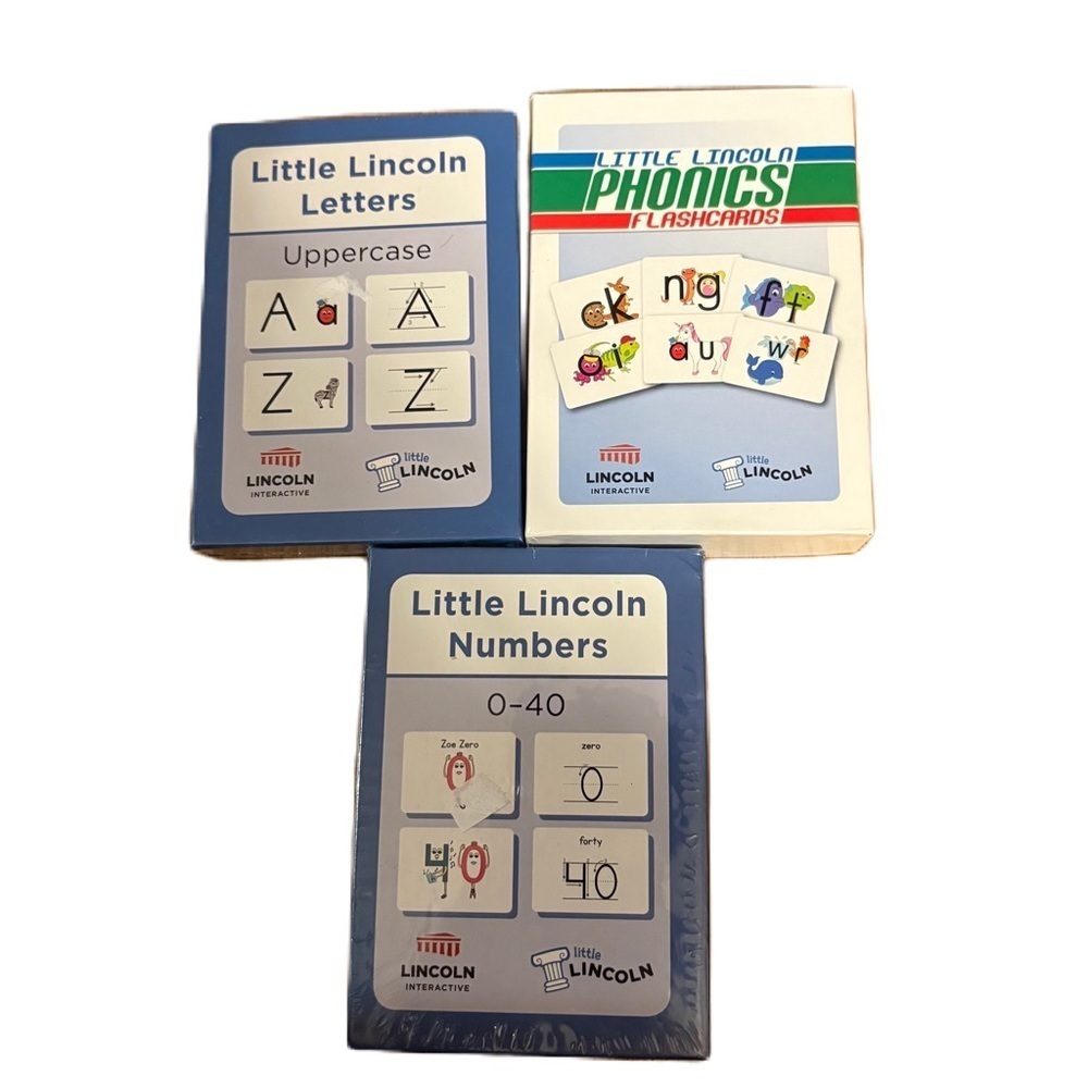 Little Lincoln Phonics Flash cards NEW Numbers Uppercase Letters Learning